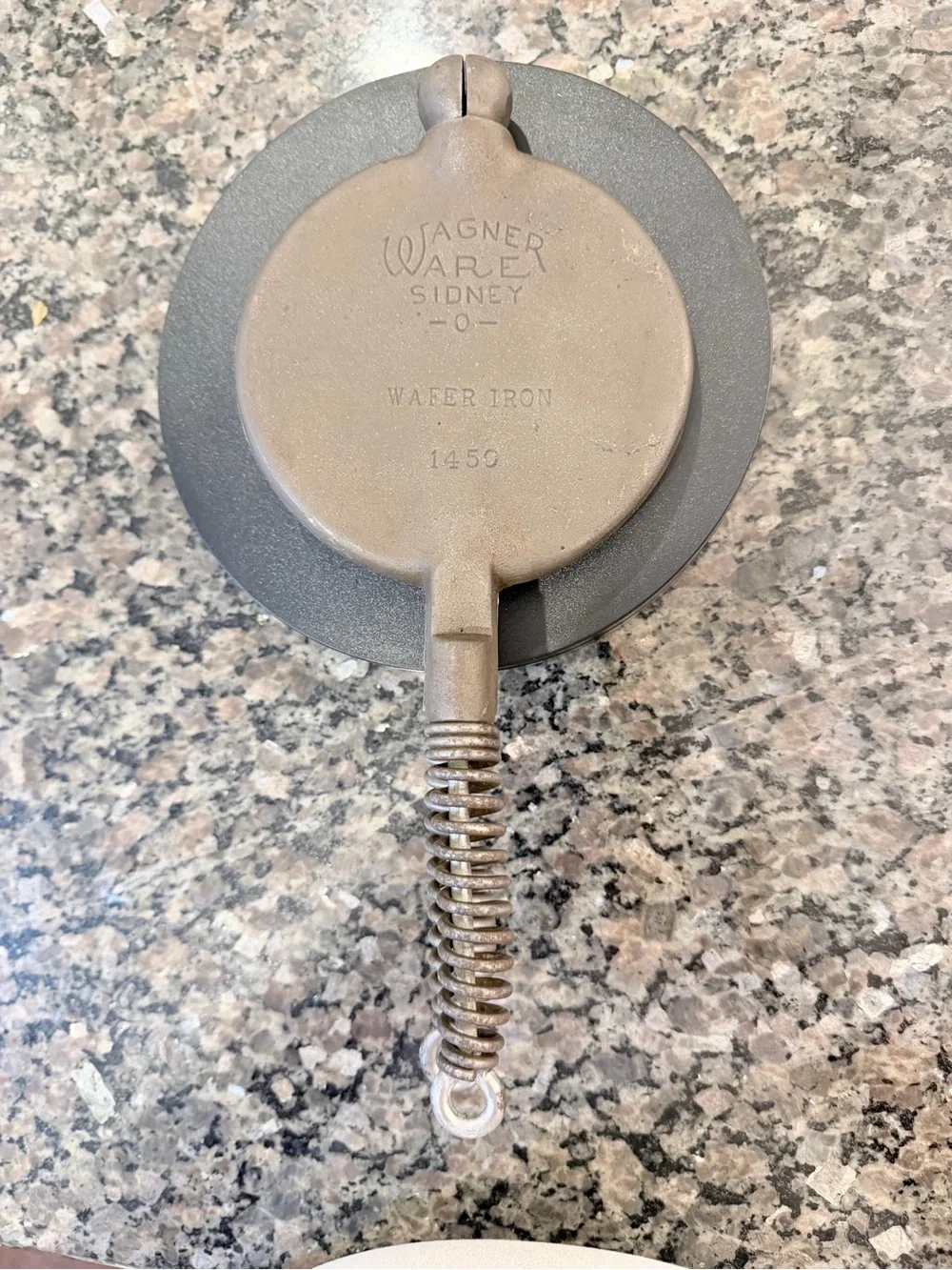Vintage Wagner Cast Iron Pizzelle/Iron Cookie Press - Dark Gray